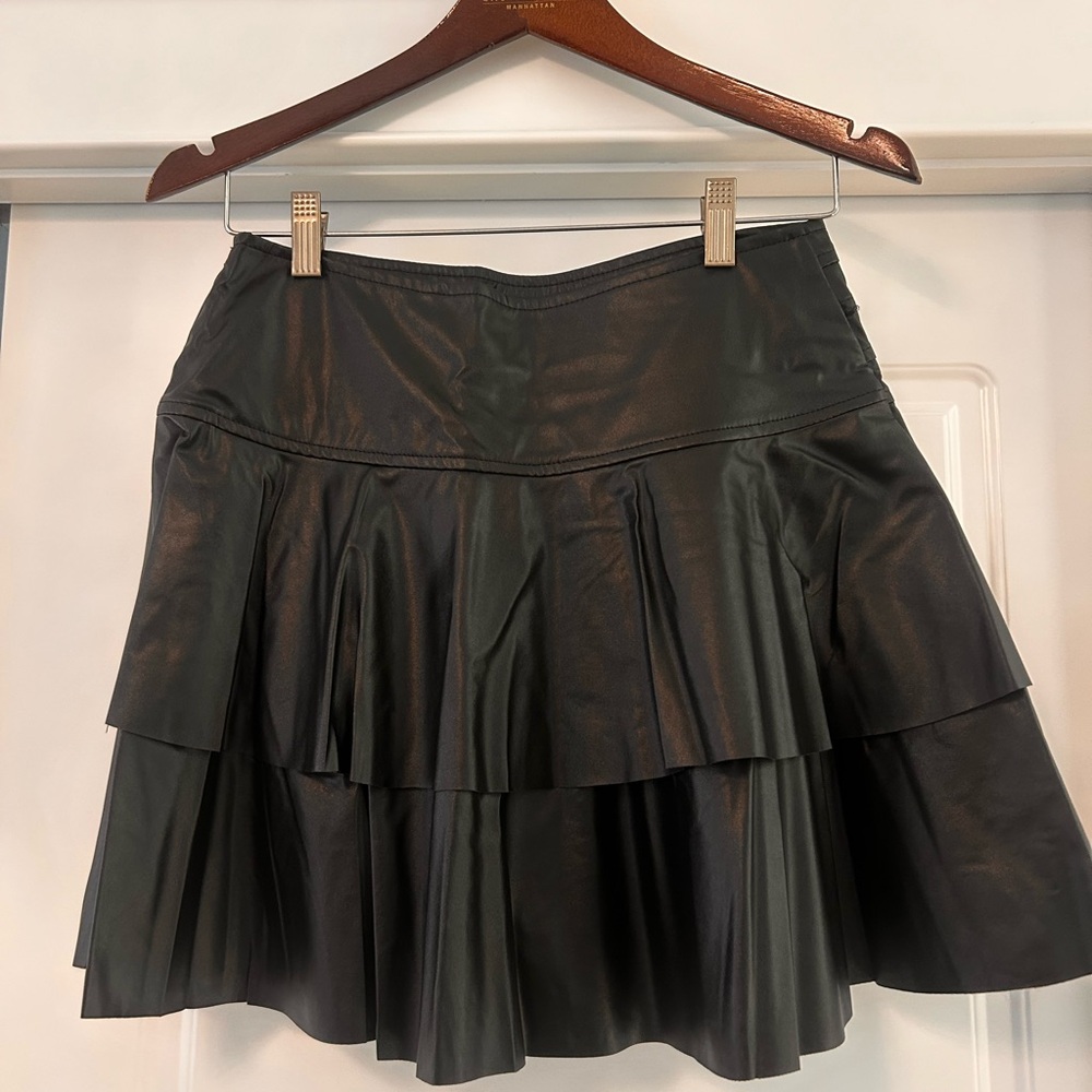 Commense Black Faux Leather Mini Skirt